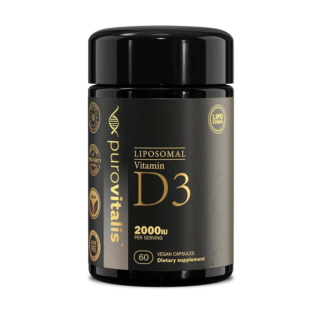 PUROVITALIS Liposomal Vitamin D3 2000iu High Strength Anti-oxidant Supplement, 60 Vegan Capsules