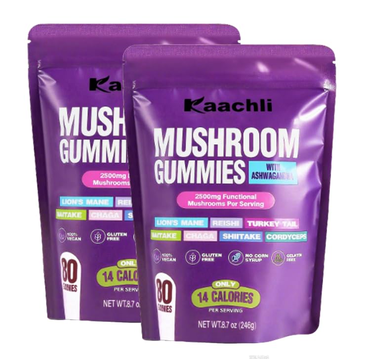 KAACHLI Ashwagandha 1000mg & Mushroom Gummies, 80 Count