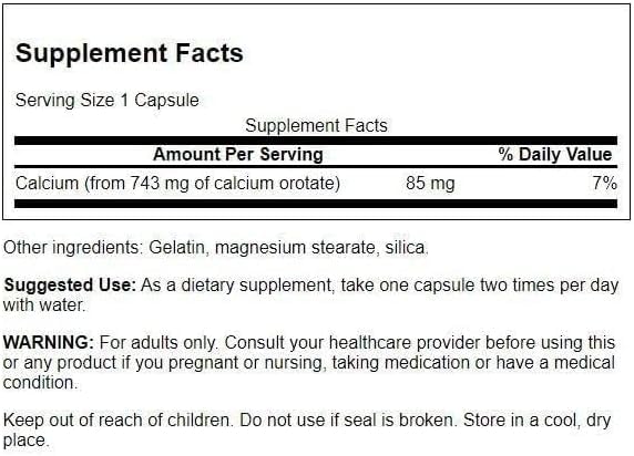 Swanson Calcium Orotate 85 mg Capsules 120 Count