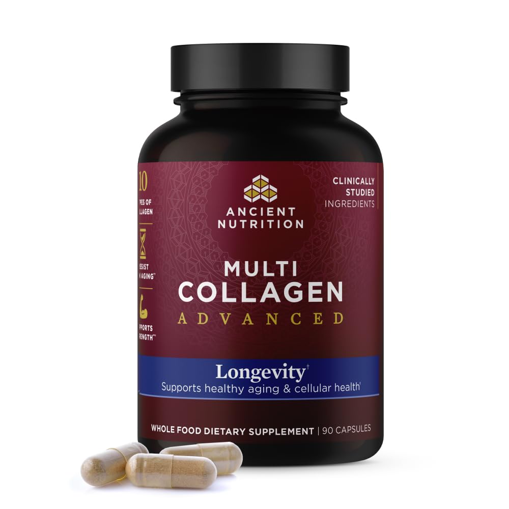 Ancient Nutrition Multi Collagen Advanced Longevity with Probiotics Hydrolyzed Collagen Peptides Capsule 90 Count