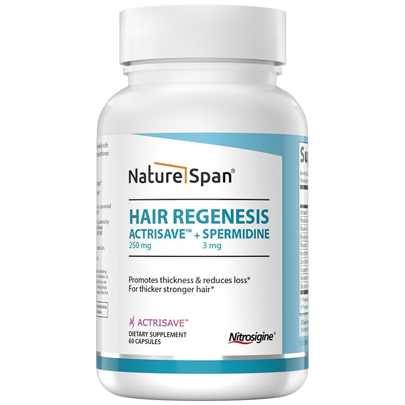 NATURESPAN Hair Regenesis ACTRISAVE™ 250mg + SPERMIDINE 3mg, Hair Density and Growth, 60 Capsules