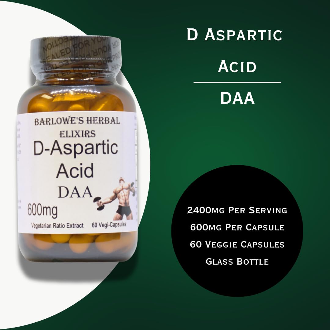 Barlowe's Herbal Elixirs D-Aspartic Acid Supplement Capsule, 60 Veggie Capsules
