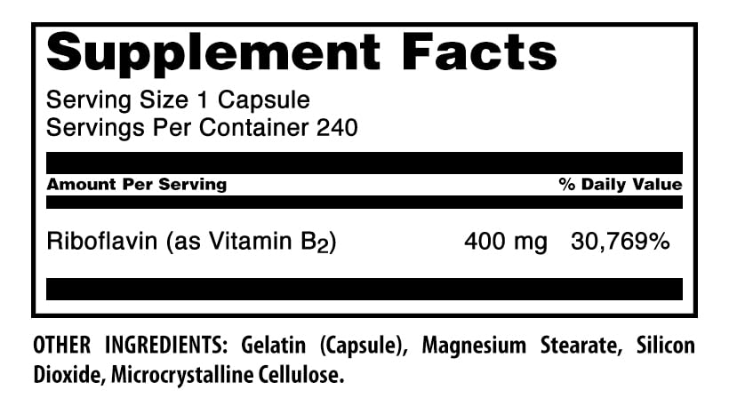 Amazing Nutrition Riboflavin 400 mg Capsules 240 Count