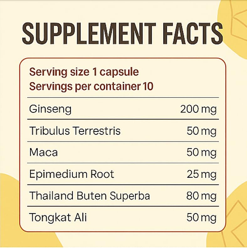 Pinnacle Rise Herbal Energy & Vitality Supplement for Men – Ginseng, Maca, Tribulus, Tongkat Ali & Epimedium – Supports Endurance & Daily Performance, 10 Capsules