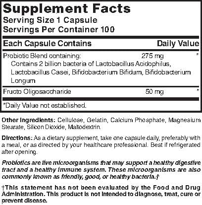 Nature's Blend Probiotic Blend 2 Million CFU Capsule, 100 Capsules
