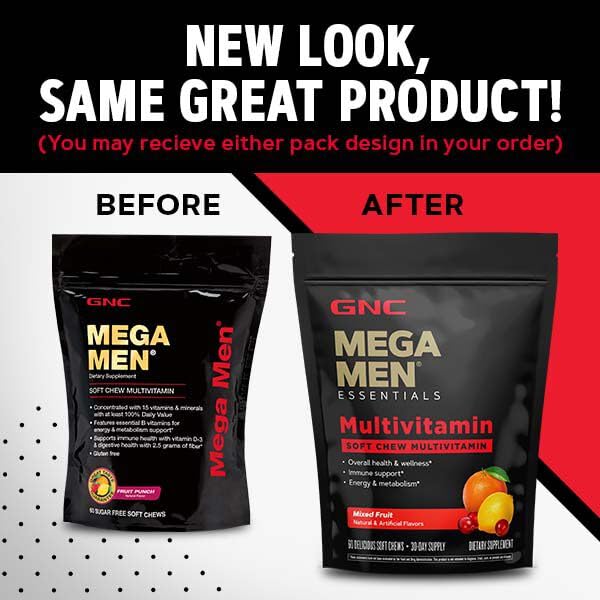 GNC Mega Men Soft Chew Multivitamin for Men, Chewable, 60 Count