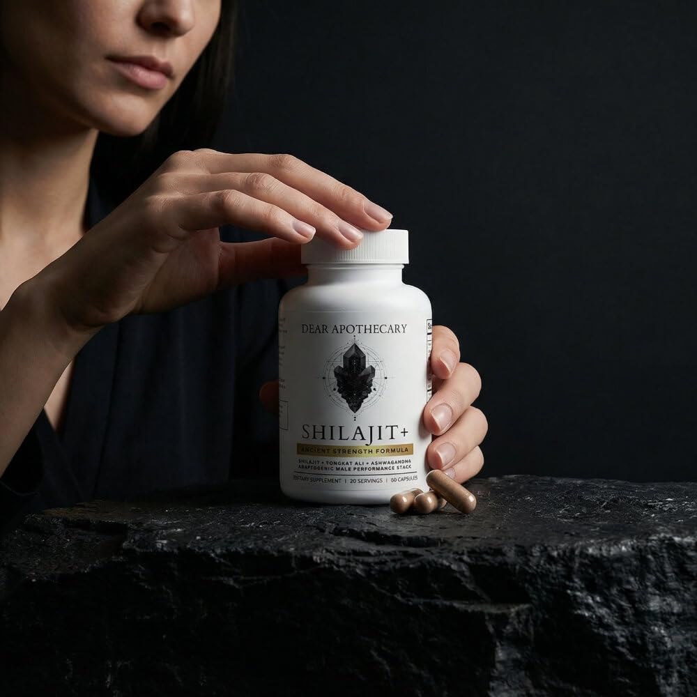 Dear Apothecary Shilajit+ 500mg with Eurycoma Longifolia, Ashwagandha, Zinc, Magnesium, Boron & Black Pepper, 60 Capsules