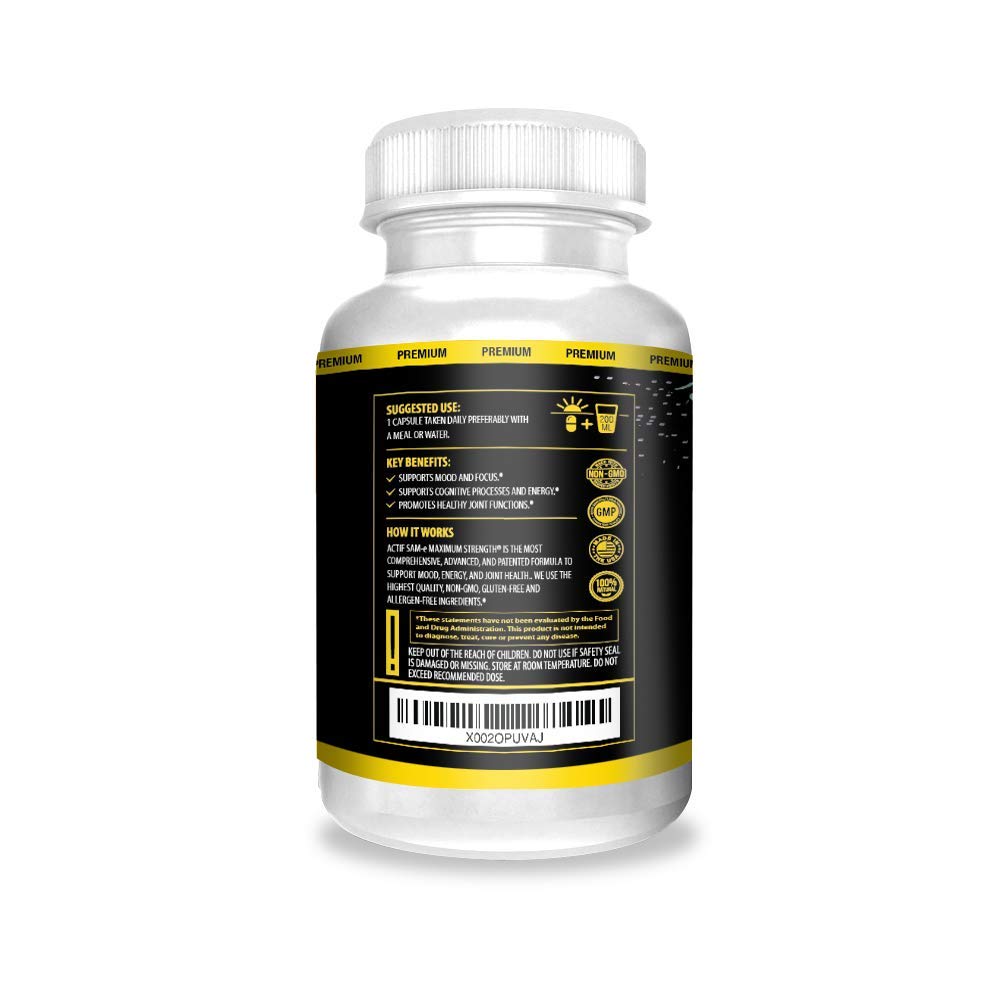 ACTIF SAM-e Maximum Strength with 400mg High Absorption SAM-e for Mood and Energy Capsules, 60 Count