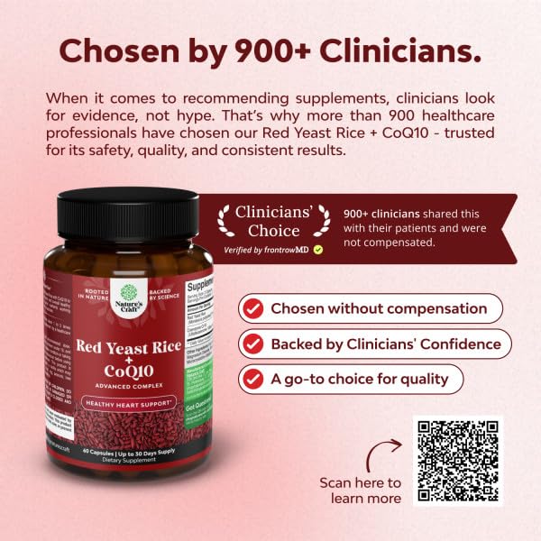 Natures Craft Red Yeast Rice with CoQ10 Capsules, 60 Count