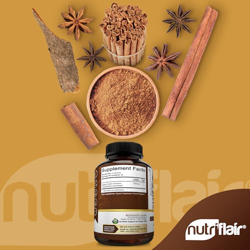 NutriFlair Organic Ceylon Cinnamon Supplement 1200mg Capsule 120 Count