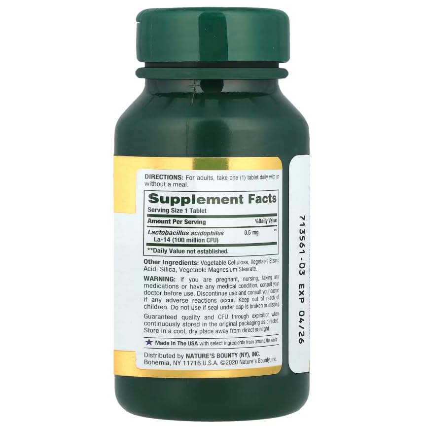 Nature's Bounty Probiotic Acidophilus Tablets, 600 Tablets