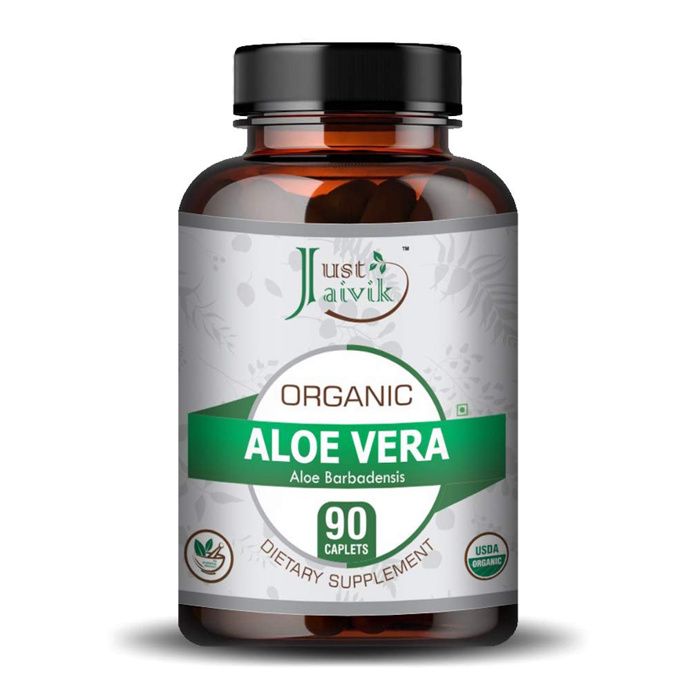 Just Jaivik Organic Aloe Vera Tablets 750 mg, 90 Count