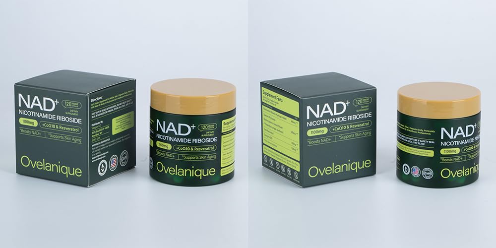 Ovelanique NAD Supplement with Nicotinamide Riboside & Resveratrol NAD+ Complex with Quercetin Phytosome & CoQ10 Liposomal Delivery, 120 Capsules