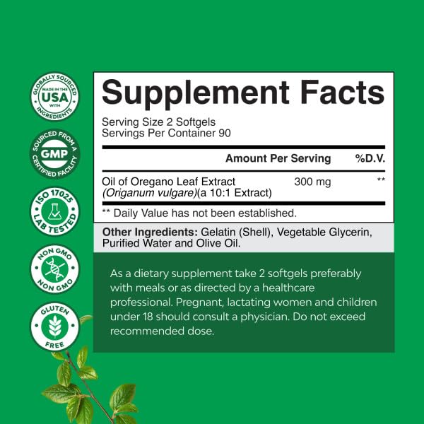 Natures Craft Wild Oregano Oil Softgels 180 Count