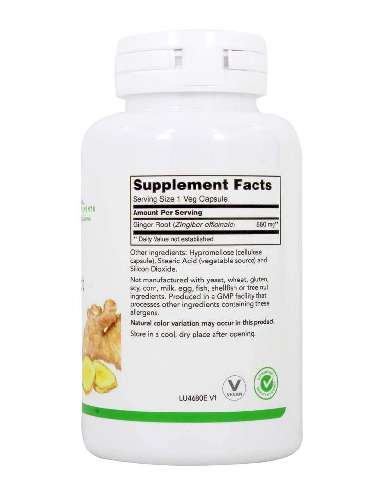 Lucky Vitamin Ginger Root Digestive Support 550 mg Capsules 100
