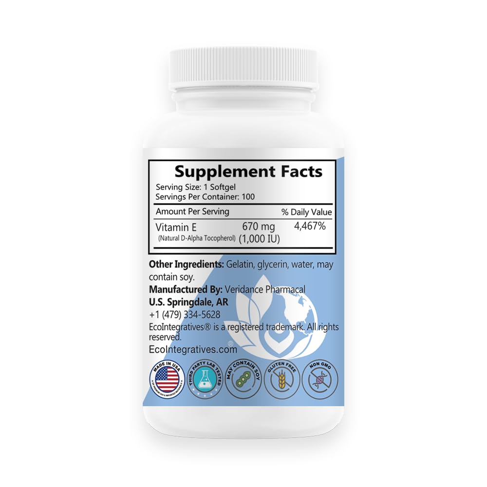 EcoIntegratives Vitamin E Mixed Tocopherols Softgels, 100 Count
