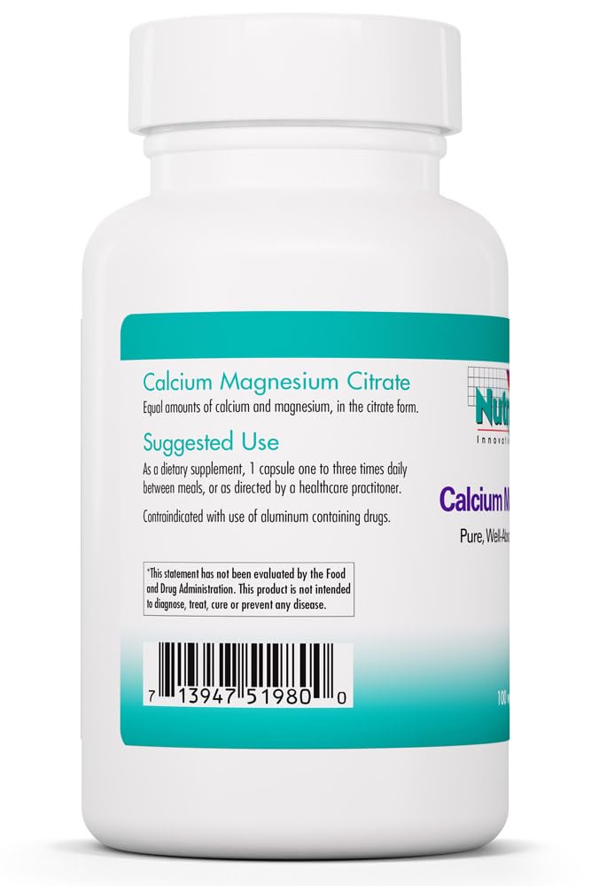 Allergy Research Group Calcium Magnesium Citrate Equal Ratio Mineral Formula Capsule, 100 Capsules