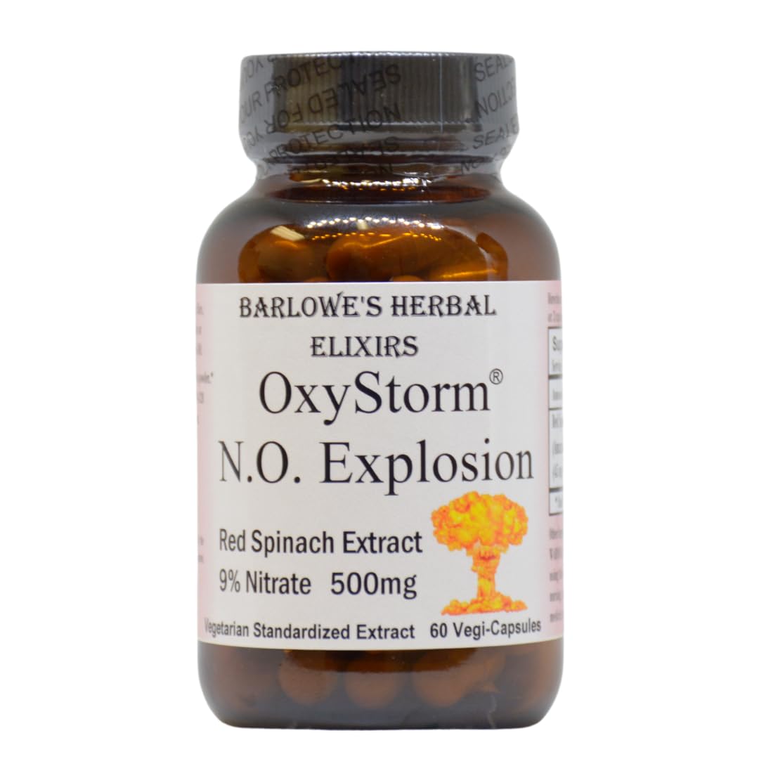Barlowe's Herbal Elixirs OXYSTORM N.O. Explosion Red Spinach Extract 9% Natural Nitric Oxide Booster 500mg Capsule, 60 Capsules