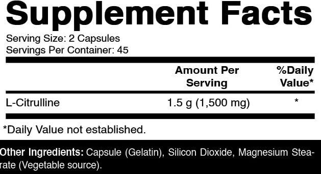 Oxify L-Citrulline 1500 mg Capsules, 90 Count