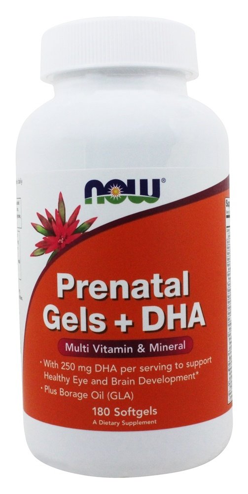 NOW Foods Prenatal Gels + DHA Multivitamin & Mineral Softgel, 180 Softgels