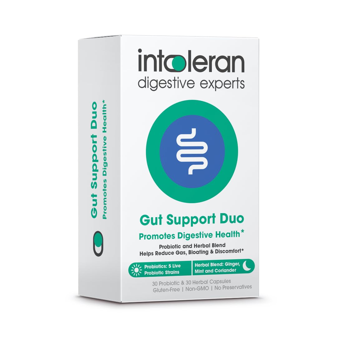 Intoleran Gut Support Duo Probiotics & Herbal Blend for Digestive Health Capsules, 60 Capsules