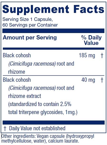 Vitanica Black Cohosh, Cimicifuga Extract Plus, Vegan, 60 Capsules