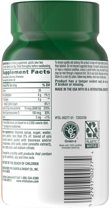 Vitafusion Power Plus Vitamin D3 K2 Gummies, 60 Count