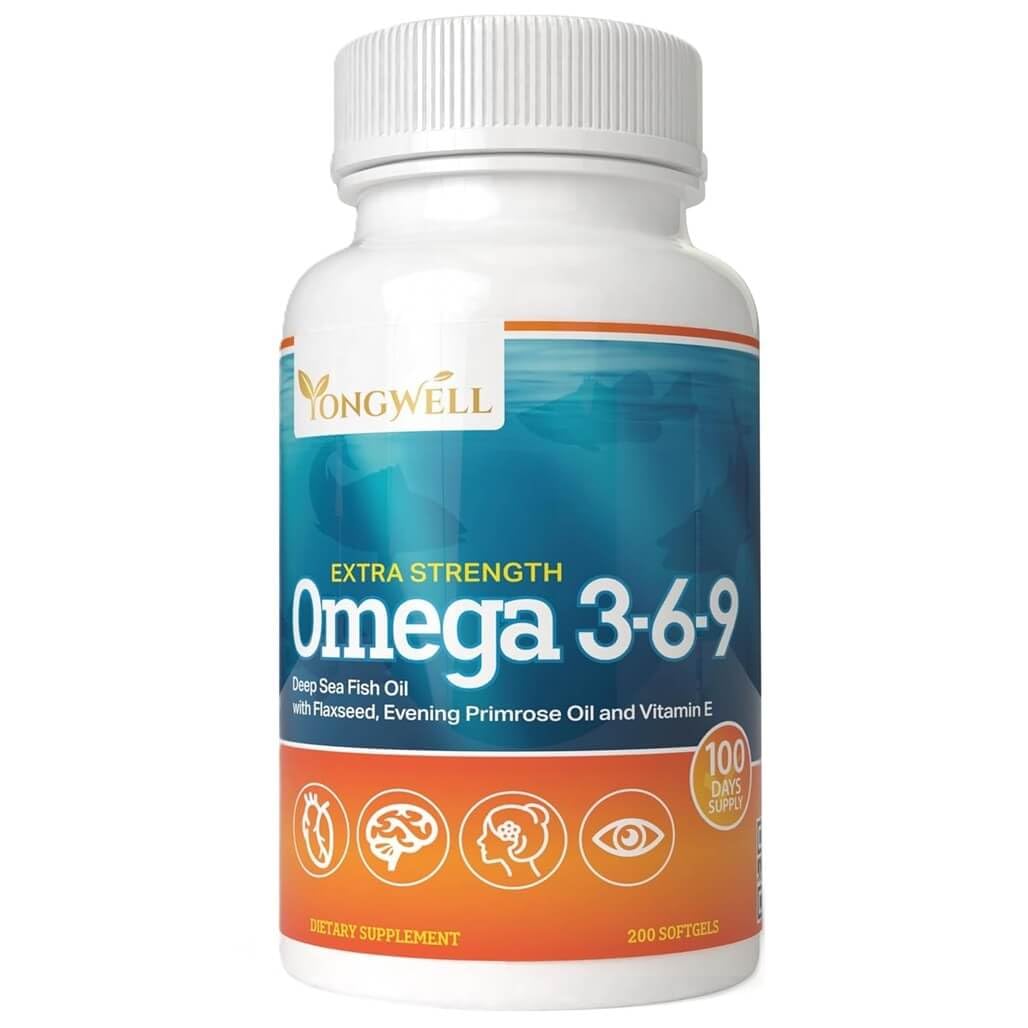 VitaVita Triple Strength Omega 3-6-9 Fish Oil, Flaxseed & Evening Primrose Oil, 2000mg EPA & DHA Softgels, Pack of 200