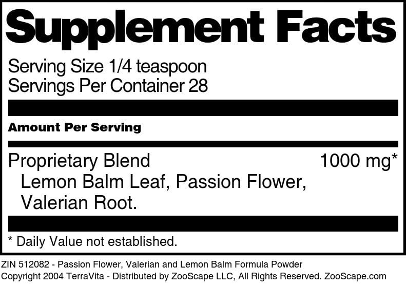 Terravita Passion Flower, Valerian and Lemon Balm Formula Powder, 3 Pack