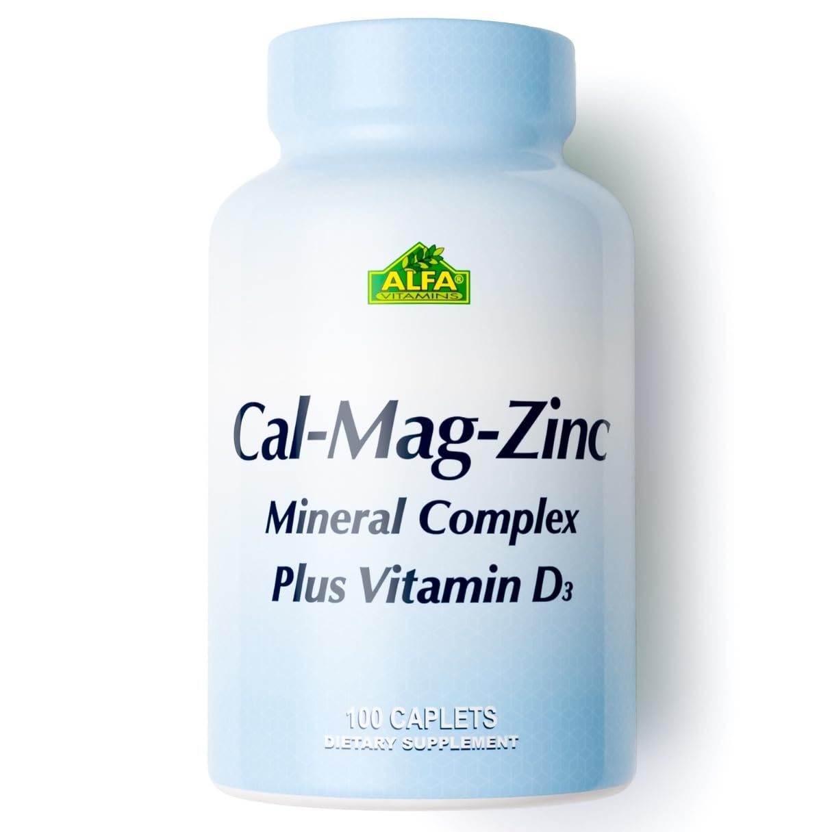 ALFA VITAMINS Calcium, Magnesium, Zinc Plus Vitamin D3 Caplets, 100 Count