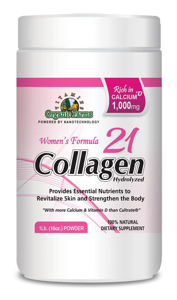 Organic Farms Vitamins Collagen 21 Hydrolyzed Powder 16 oz