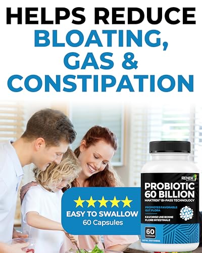 Renew Actives Probiotic Supplement for Digestive Health, 60 Capsules
