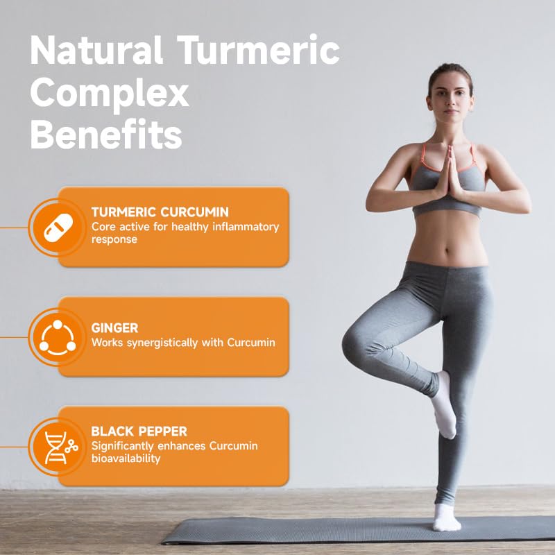 TrySafe Turmeric Curcumin Capsule 3-in-1 with Ginger & Black Pepper Extract, 1200mg, 90 Count