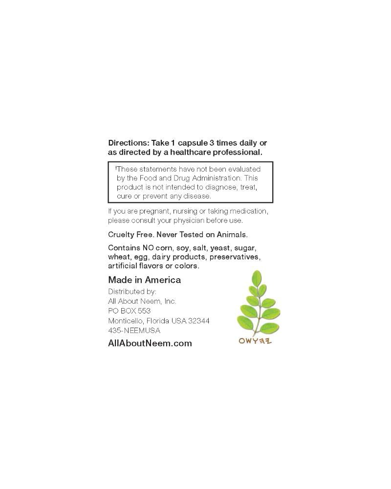 All About Neem Moringa Leaf 400 mg Capsules, 120 Capsules