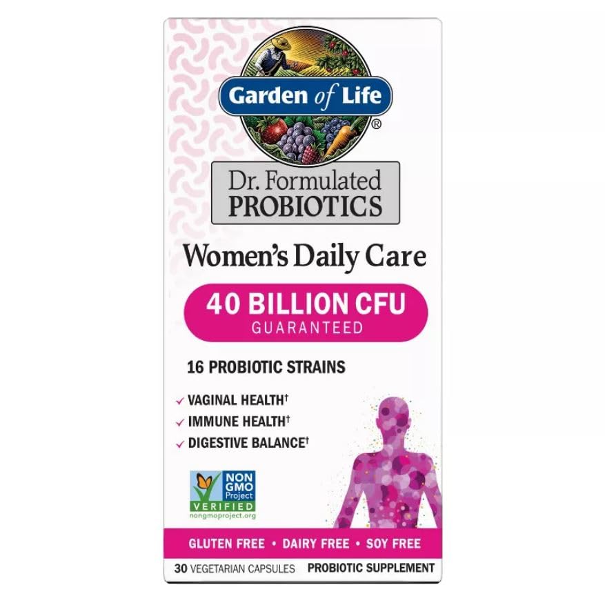 Garden of Life Dr. Formulated Women’s Daily Care Probiotics Vitamins for Digestive Gut Health and Immune Support Capsules, 30 Count