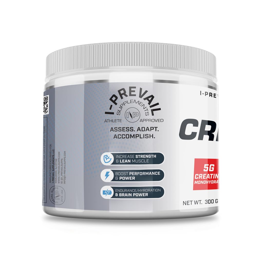 I-Prevail Supplements 100% Pure Creatine Monohydrate Powder Micronized No Fillers No Sodium No Sugar, 10.58 Ounce