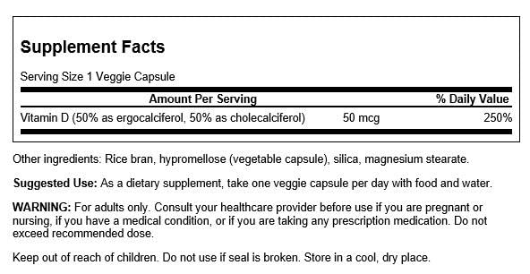 Swanson D2 & D3-2,000 IU Capsules, 120 Capsules