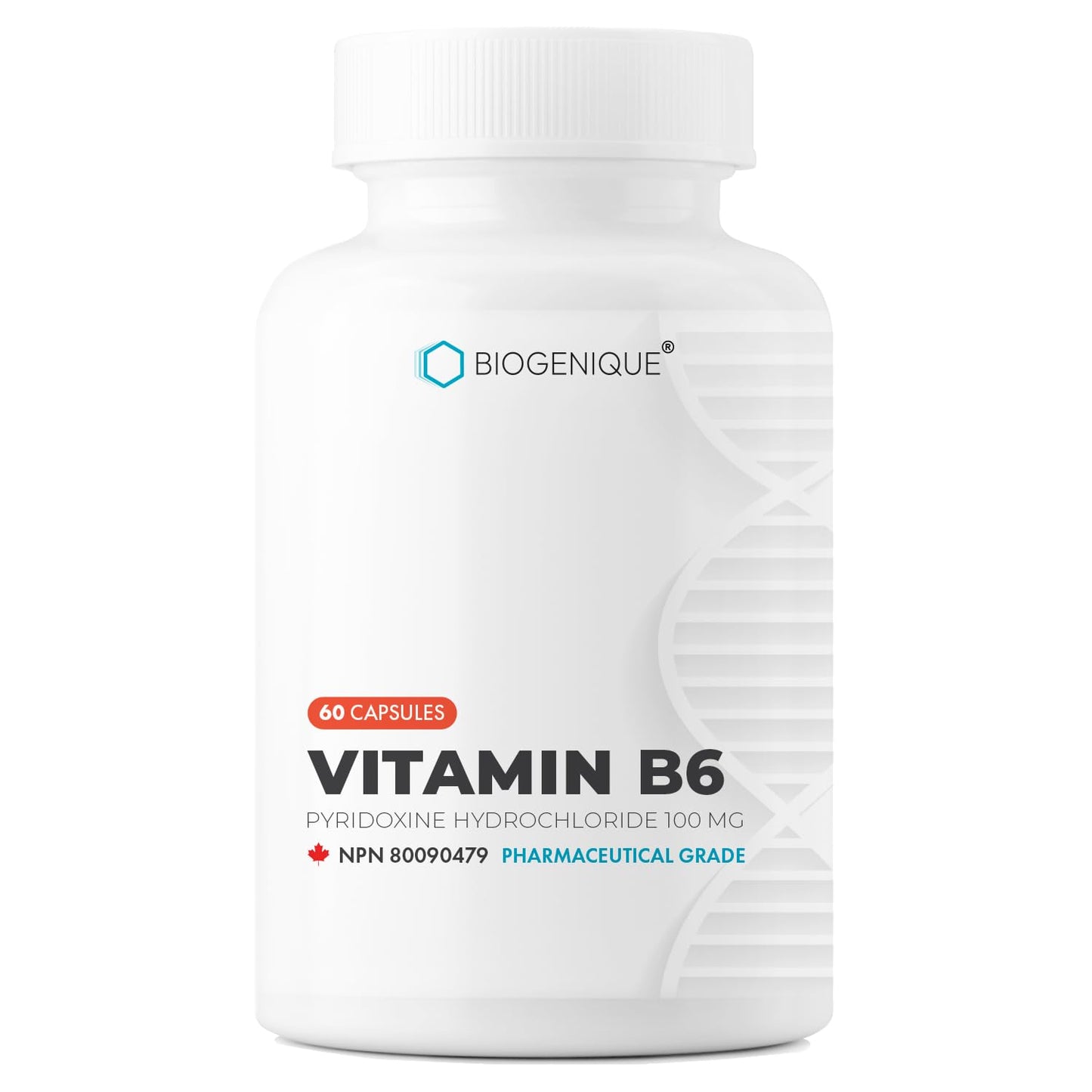 Biogenique Vitamin B6 100 mg Capsules, 60 Count
