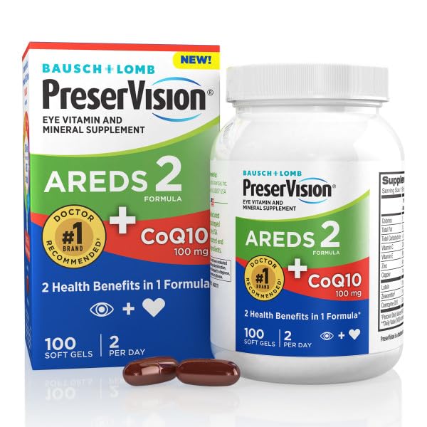 PreserVision Eye Vitamin & Mineral Supplement AREDS 2 Formula + CoQ10 Softgels, 200 Count