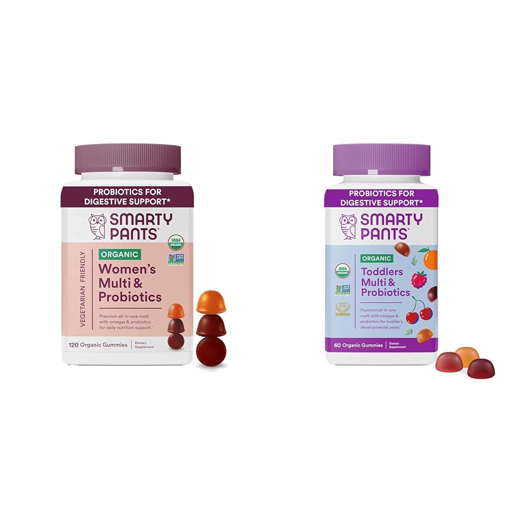 SmartyPants Organic Women's and Toddler Multivitamin Gummies, 120 Count