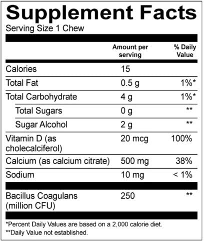 BariatricPal Sugar-Free Calcium Citrate Soft Chews 500mg with Probiotics, 4 Bags