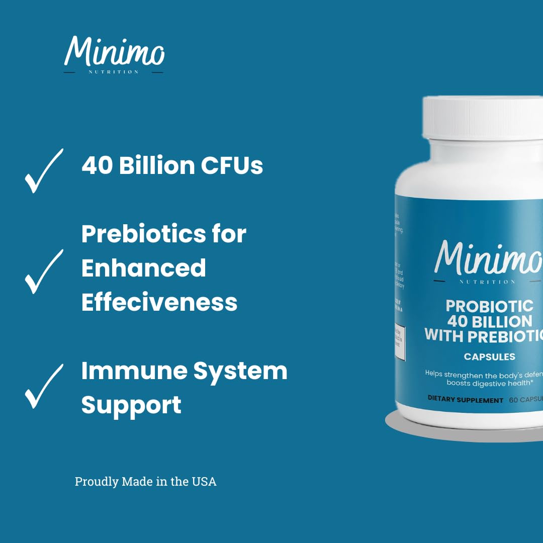 Minimo Nutrition Probiotic 40 Billion with Prebiotics Capsule, 60 Count
