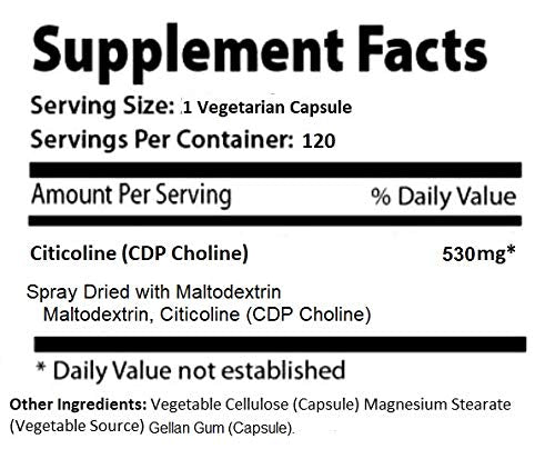Absonutrix Citicoline CDP Choline 530mg Capsules, 1 Count
