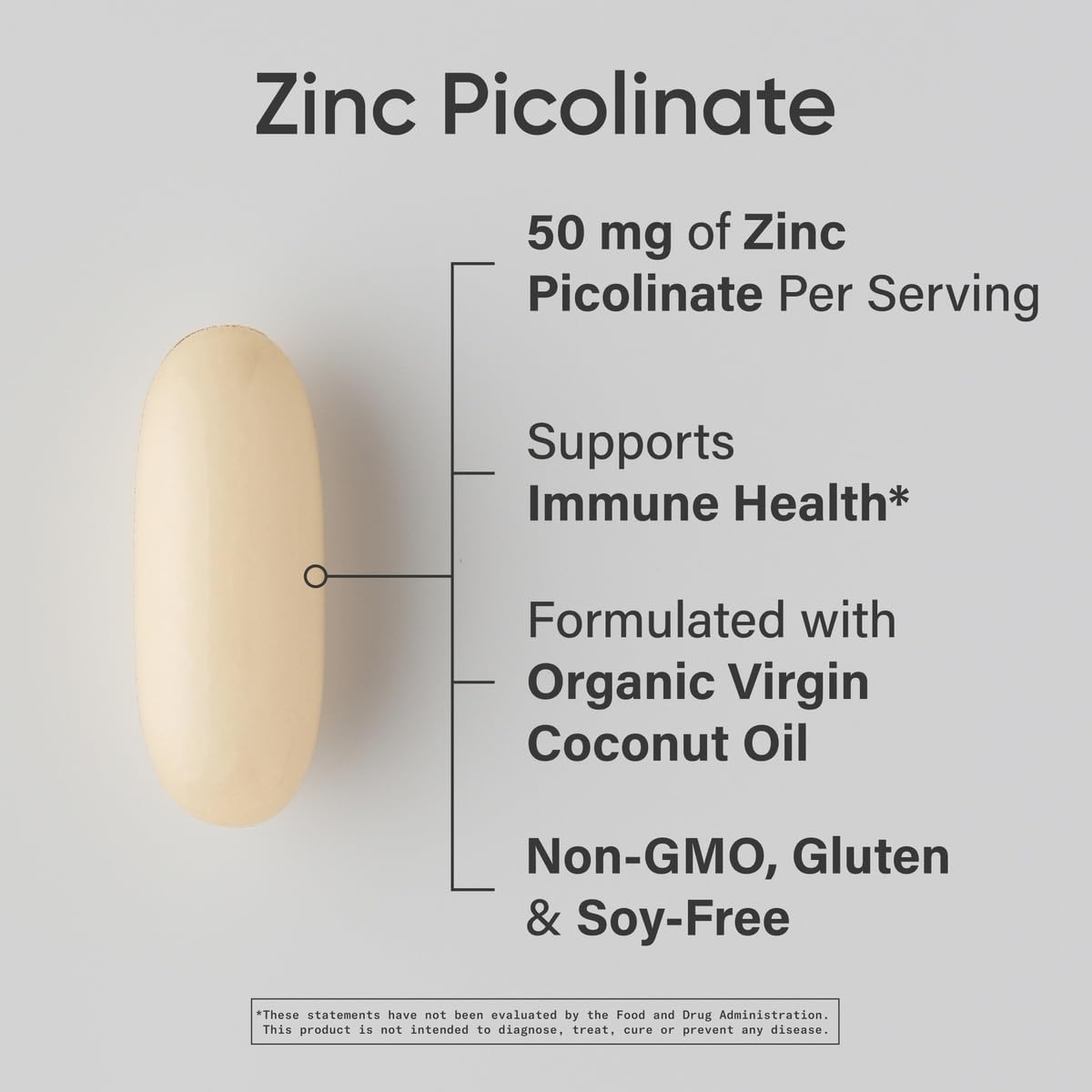 Sports Research High Potency Zinc Picolinate 50mg with Organic Coconut Oil Softgels, 120 Count