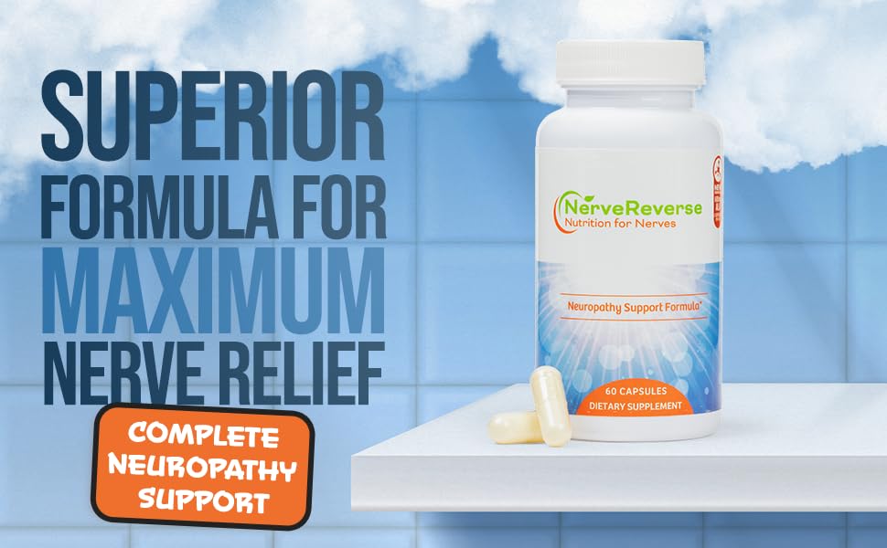 NerveReverse Nutrition for Nerves Neuropathy Support Formula Capsules, 180 Capsules