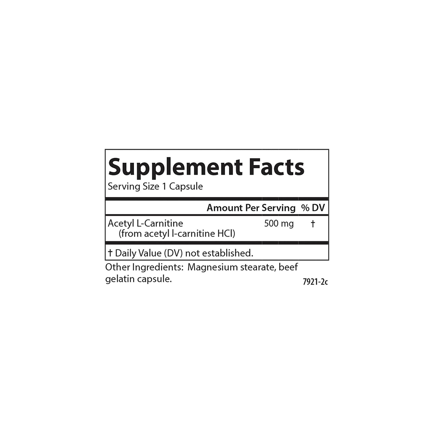 Carlson Acetyl L-Carnitine 500mg, 120 Capsules
