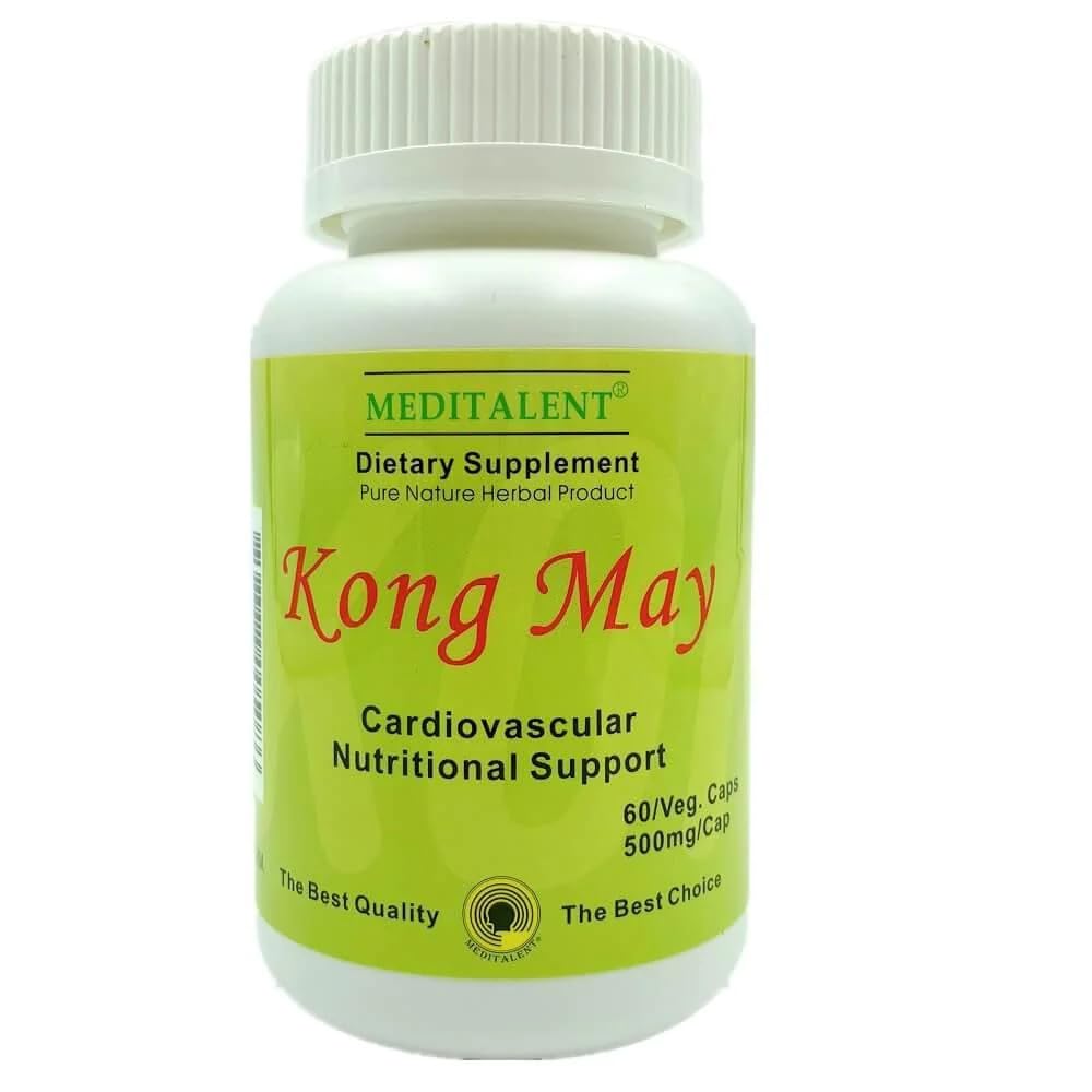 Meditalent Kong May Herbal Supplement with Red Yeast Rice, Natto Fermented Powder, Antrodia Mushrooms Capsules, 60 Count