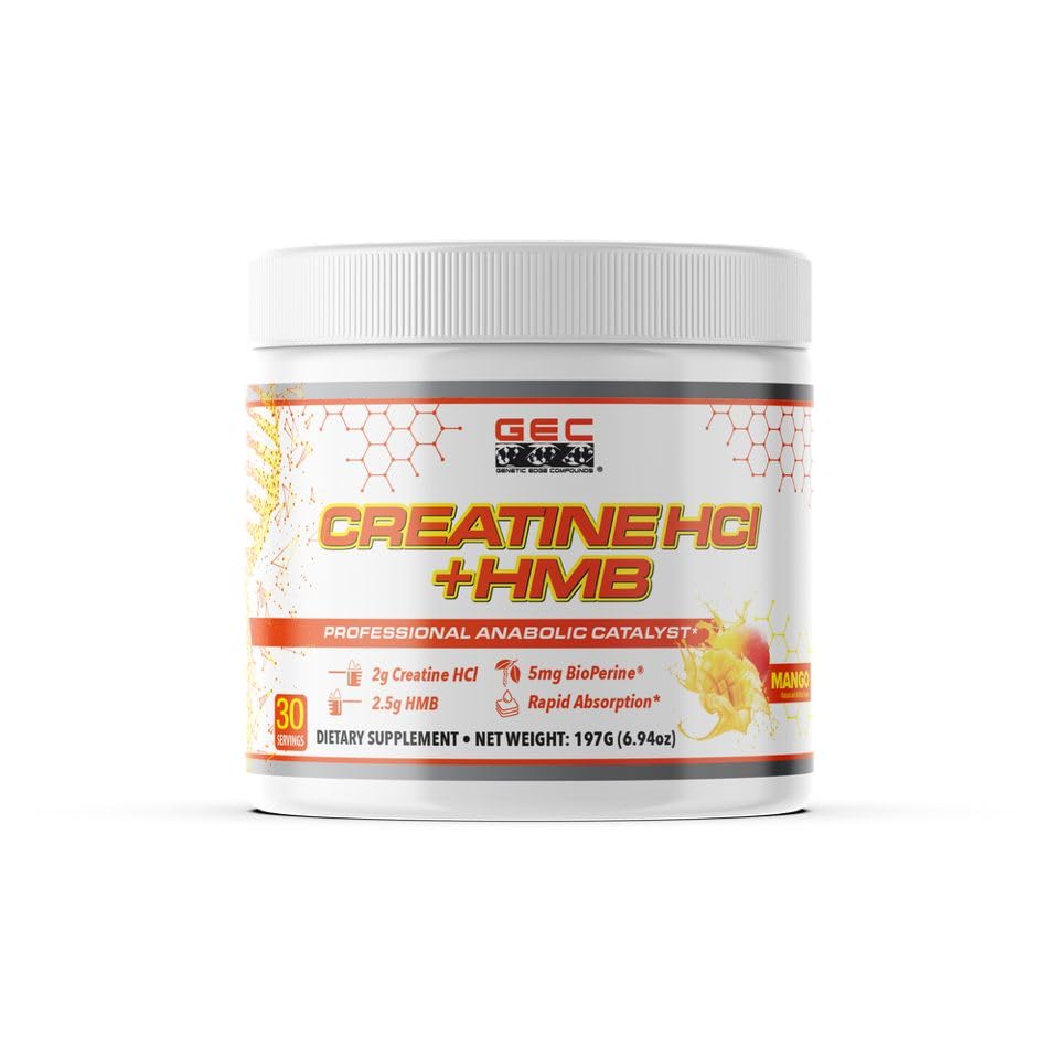 Genetic Edge Compounds Creatine HCl + HMB for Athletes Performance & Recovery Formula Powder 6.94 oz