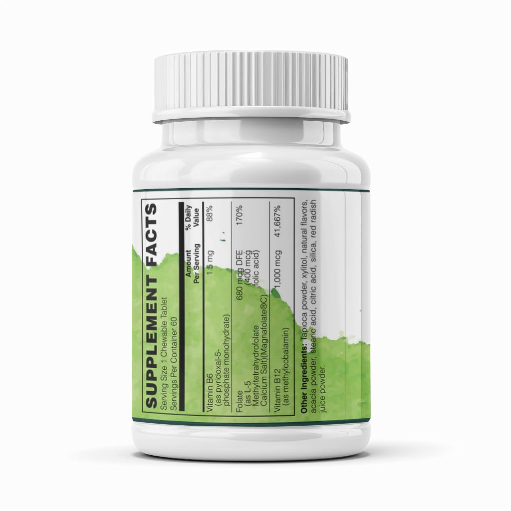 Herbal Connections Coenzymated B-12 + Folate + B-6 Sublingual Lozenges, 60 Count