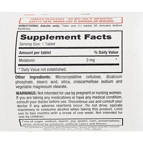 Rugby Laboratories Melatonin 3mg Tablet, 60 Tablets